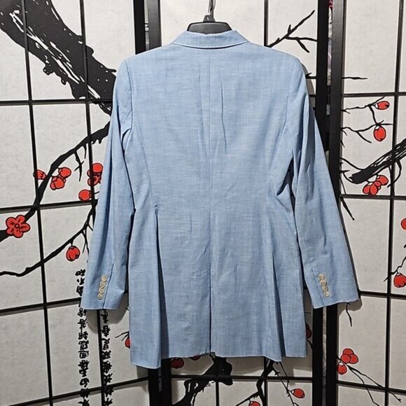 Polo by Ralph Lauren Long Chambray Cotton Blazer Jacket Size 4 New - Picture 9 of 10